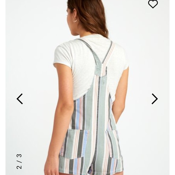 RVCA Townhouse Striped Shortall Overalls - Picture 2 of 9